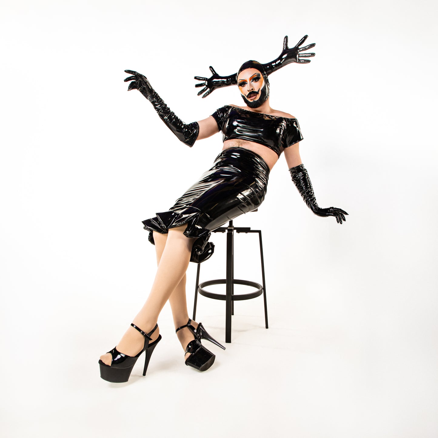 Black PVC Double Hands Headpiece